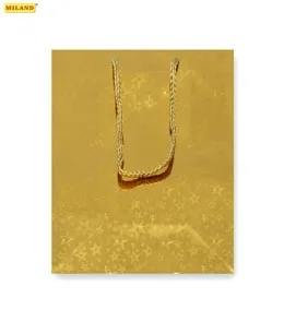 Пакет подарочный Золотые звезды (М) 18 х 23 х 10