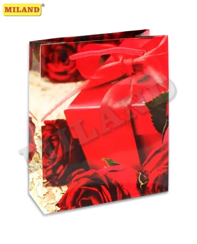 Пакет подарочный ламинированный Красные розы (S) 12 х 15 х 9