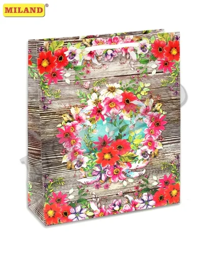 Пакет подарочный ламинированный Кантри (М) 18х24х8