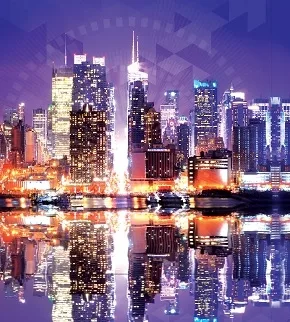 Пакет подарочный Ночной город (М) 18х24х8