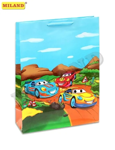 Пакет подарочный Крутые тачки (L) 26.4*36*11.5