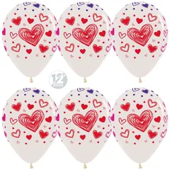 S 12  Разноцветные сердца, Прозрачный, Кристалл/ 50 шт. / (Колумбия)