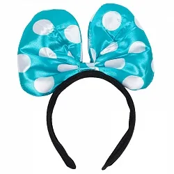 Ободок с бантиком, Голубой в горошек