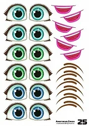 Наклейки "Глаза.Рты №25" 6 компл.