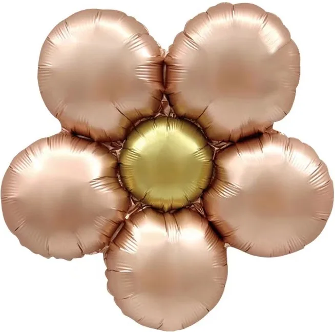 F 18"/46 см Цветок, Ромашка (надув воздухом), Розовое Золото, Сатин, 1 шт.(Китай)