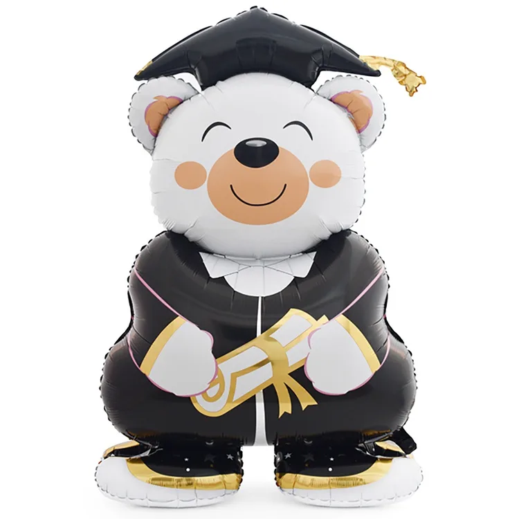 К 58"/147см Мишка Выпускник белый, надув Воздухом 1 шт. в упак. ,(Китай)