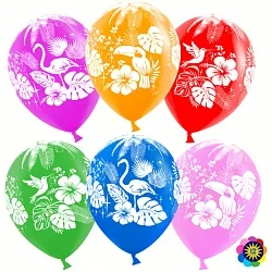 ВВ 12''/30 см "Тропические птицы", Ассорти, пастель, 5 ст, 100 шт.(Малайзия)