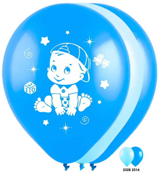 Т 12" Малыш (3 дизайна) Ассорти Пастель 2 ст. / уп. 100 шт. / Турция