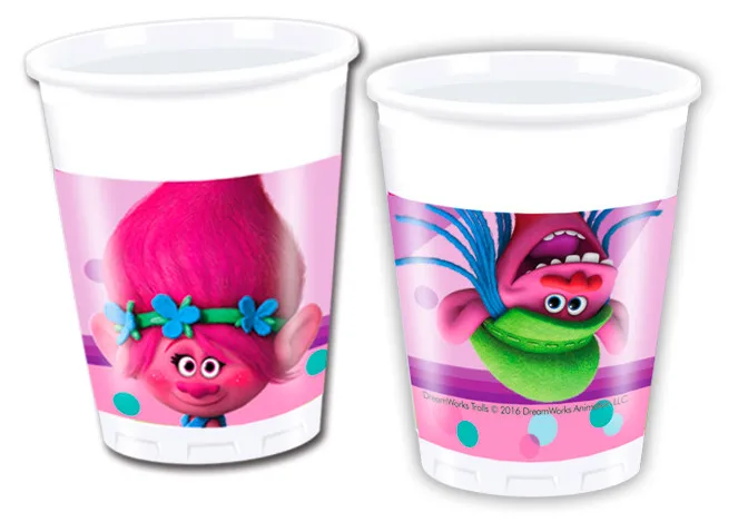 Стаканы пластиковые 200 мл "Тролли" / набор 8 шт. /