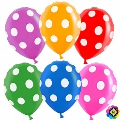 ВВ 12"/30см Точки №1, Ассорти, Пастель, 5 ст./50 шт./(Малайзия)