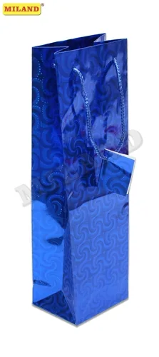 Пакет подарочный "Синий вихрь"  под бутылку 12 х 36 х 9