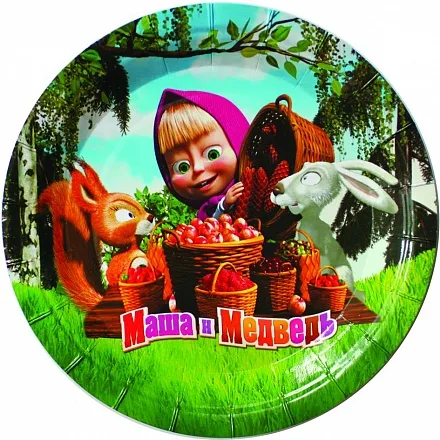 Тарелки "Маша и Медведь", 18 см./ уп. 10 шт.