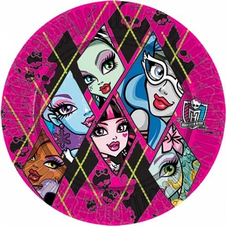 Тарелки "Монстр Хай", 23 см./ уп. 10 шт.