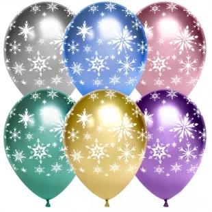 К 12''/30 см Искры снежинок, Ассорти, хром, 5 ст, 25 шт.  (Китай)