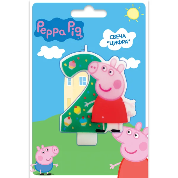 Свеча цифра "2" ,Peppa Pig