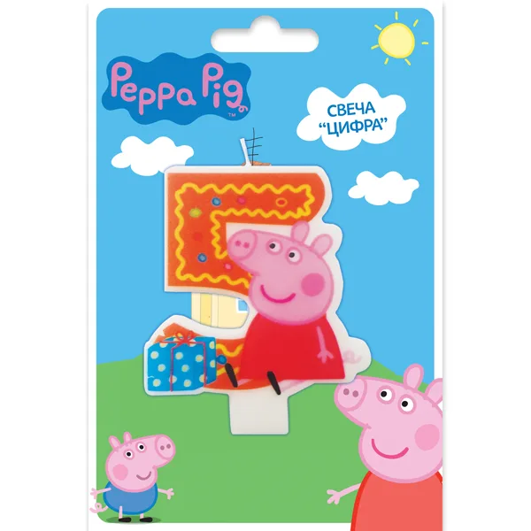Свеча цифра "5" ,Peppa Pig