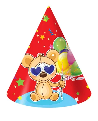 Колпак 16 см. "Мишка в очках" уп./ 6 шт.