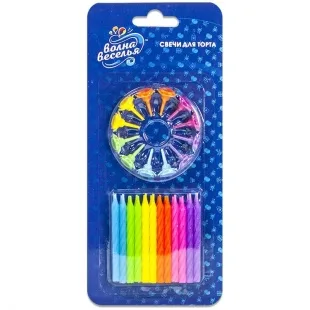 Свечи Радужный микс, Ассорти 6 см, 24 шт.