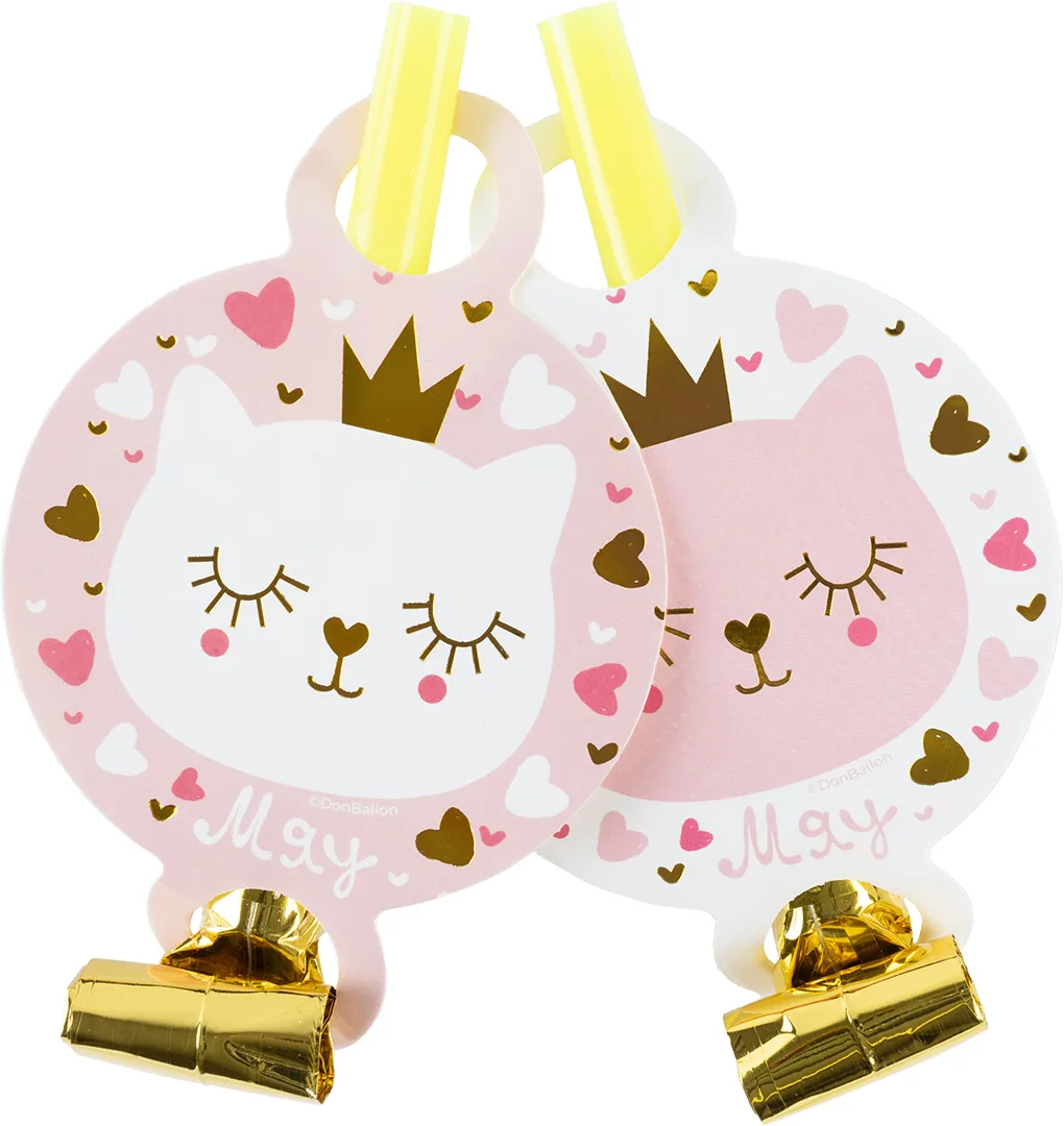 Карнавальные язычки гудки, Котенок Принцесса, 11 см, 6 шт. в упак.