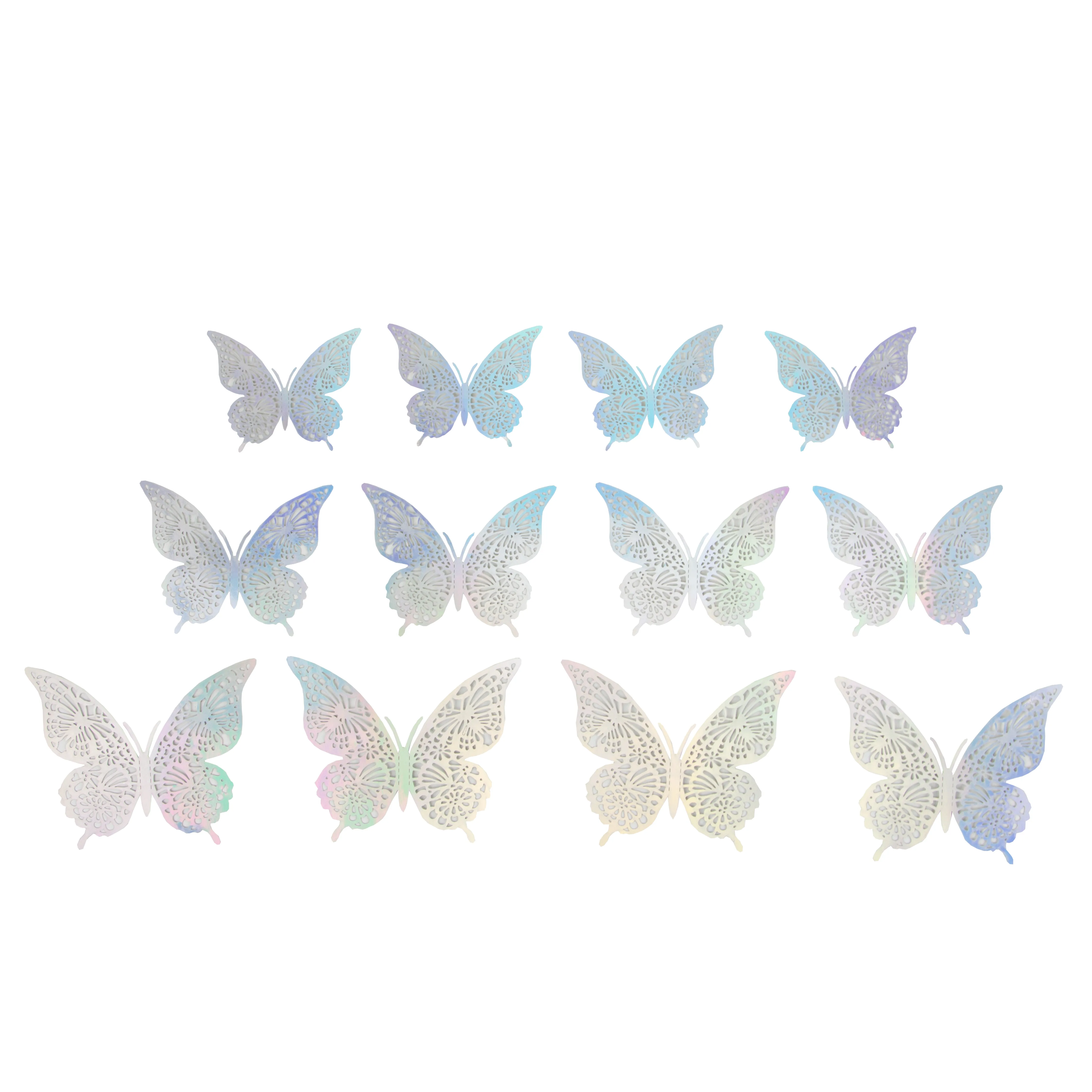 Наклейки Волшебные бабочки, 8*12 см, Радужный, Голография, 12 шт.