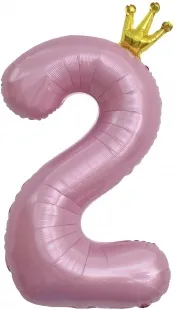 F 40"/102 см Цифра, 2 Золотая корона, Розовый, 1 шт. в упак.  /(Китай)