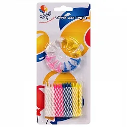 Свечи 2-х цветные 6 см с держателями 24/12 шт.