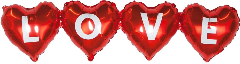 F 39''/100 см  Гирлянда  Сердце, LOVE, Красный, 1 шт.  / Китай
