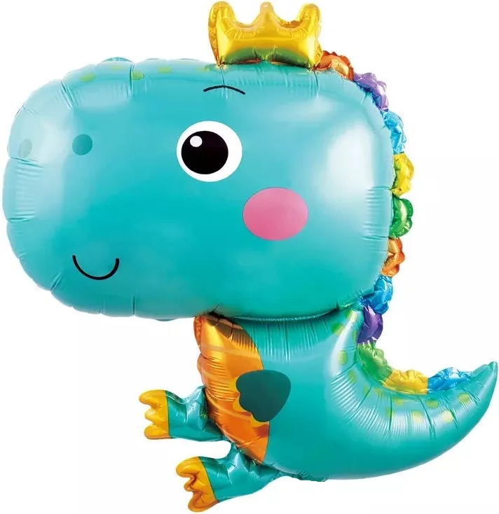 F 17''/43 см Динозаврик в короне, Бирюзовый, 1 шт. (Китай)