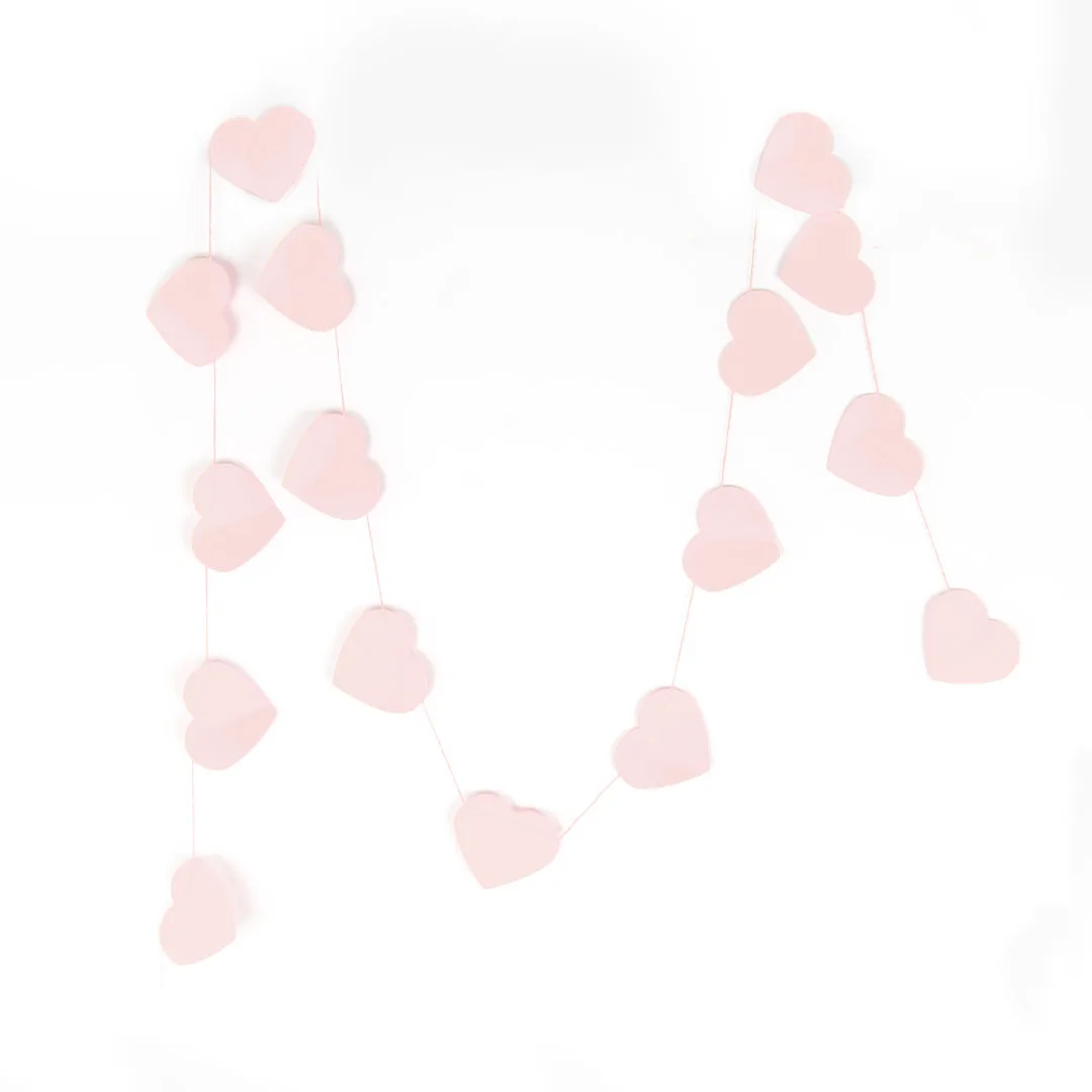 Гирлянда-подвеска Сердце, Розовый, с блестками, 200 см, 5 см*18 шт, 1 упак.