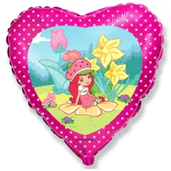 И 18 Сердце Девочка-клубничка в саду / 1 шт / (Испания)