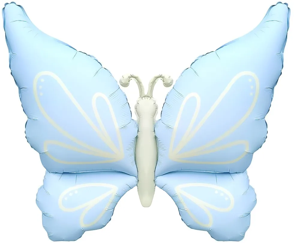 F 37"/94см Нежная бабочка, Голубой, Сатин, 1 шт.(Китай)