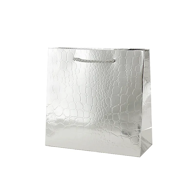Пакет подарочный "Серебряное тиснение" Тиснение фольгой 26*12*32 см