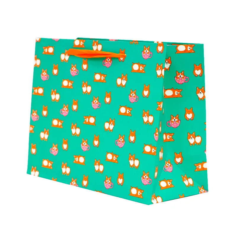 Пакет подарочный "Милые корги" 23*10*18 см