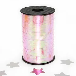 Лента Металлик (0,5 см*250 м) Северное сияние, Розовый, Голография/ (Китай)