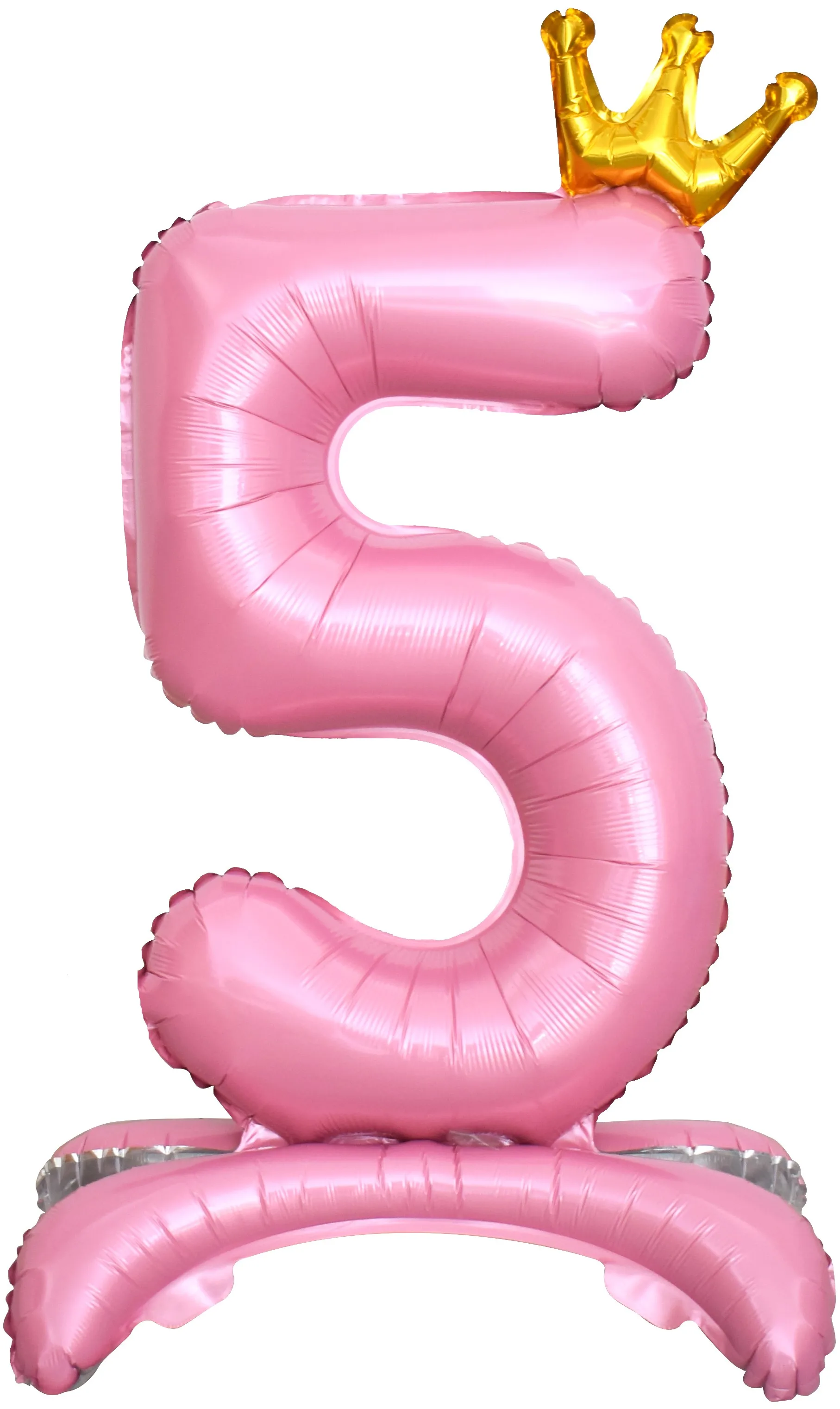 F 32"/81см Цифра, 5 Золотая корона, на подставке, Розовый, 1 шт. в упак. (Китай)