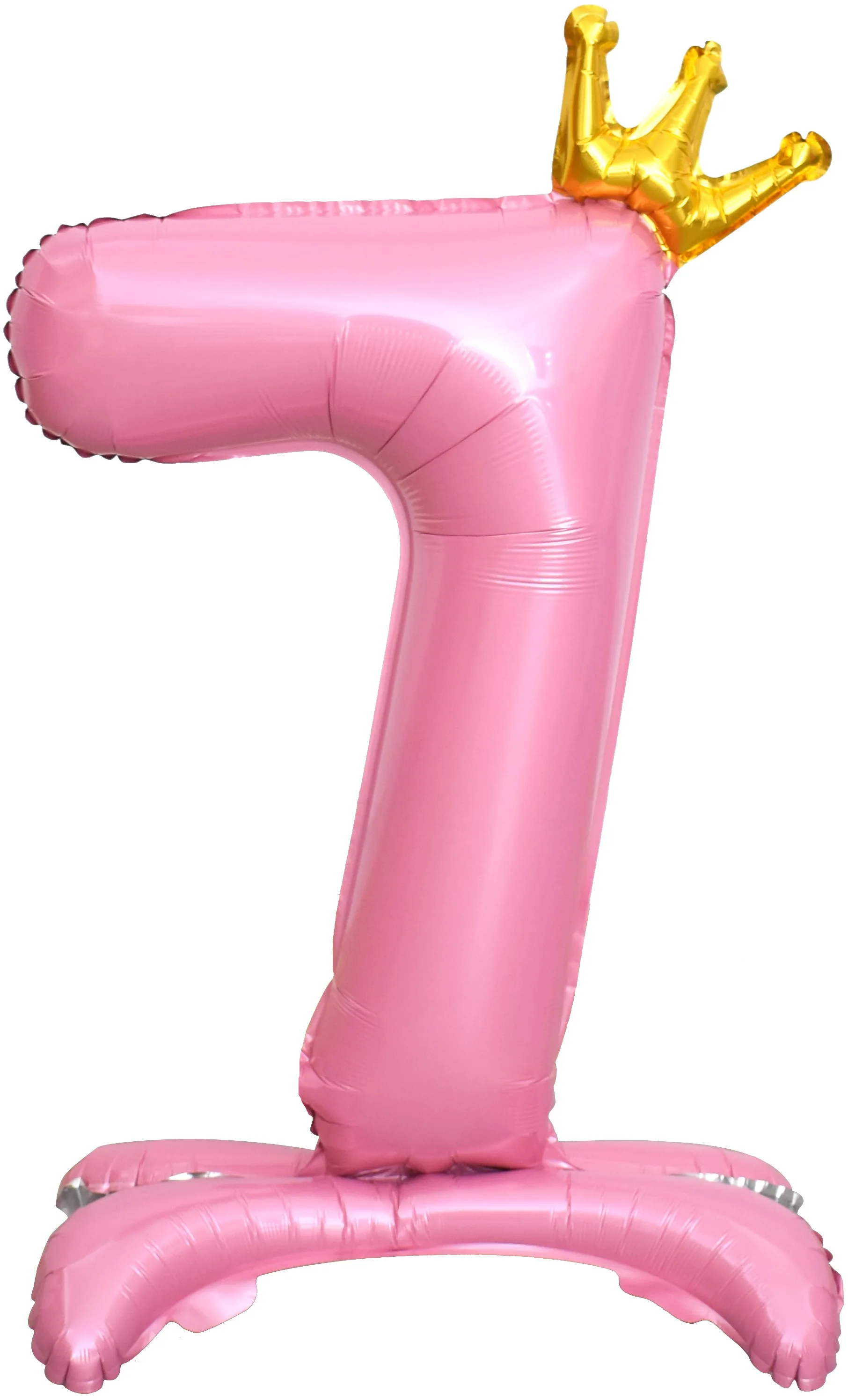 F 32"/81см Цифра, 7 Золотая корона, на подставке, Розовый, 1 шт. в упак. (Китай)