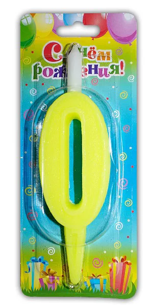 Свеча "Разноцвет" цифра "0" / 1шт.