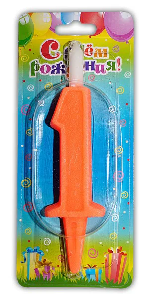 Свеча "Разноцвет" цифра "1" / 1шт.