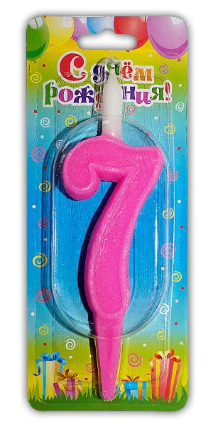 Свеча "Разноцвет" цифра "7" / 1шт.