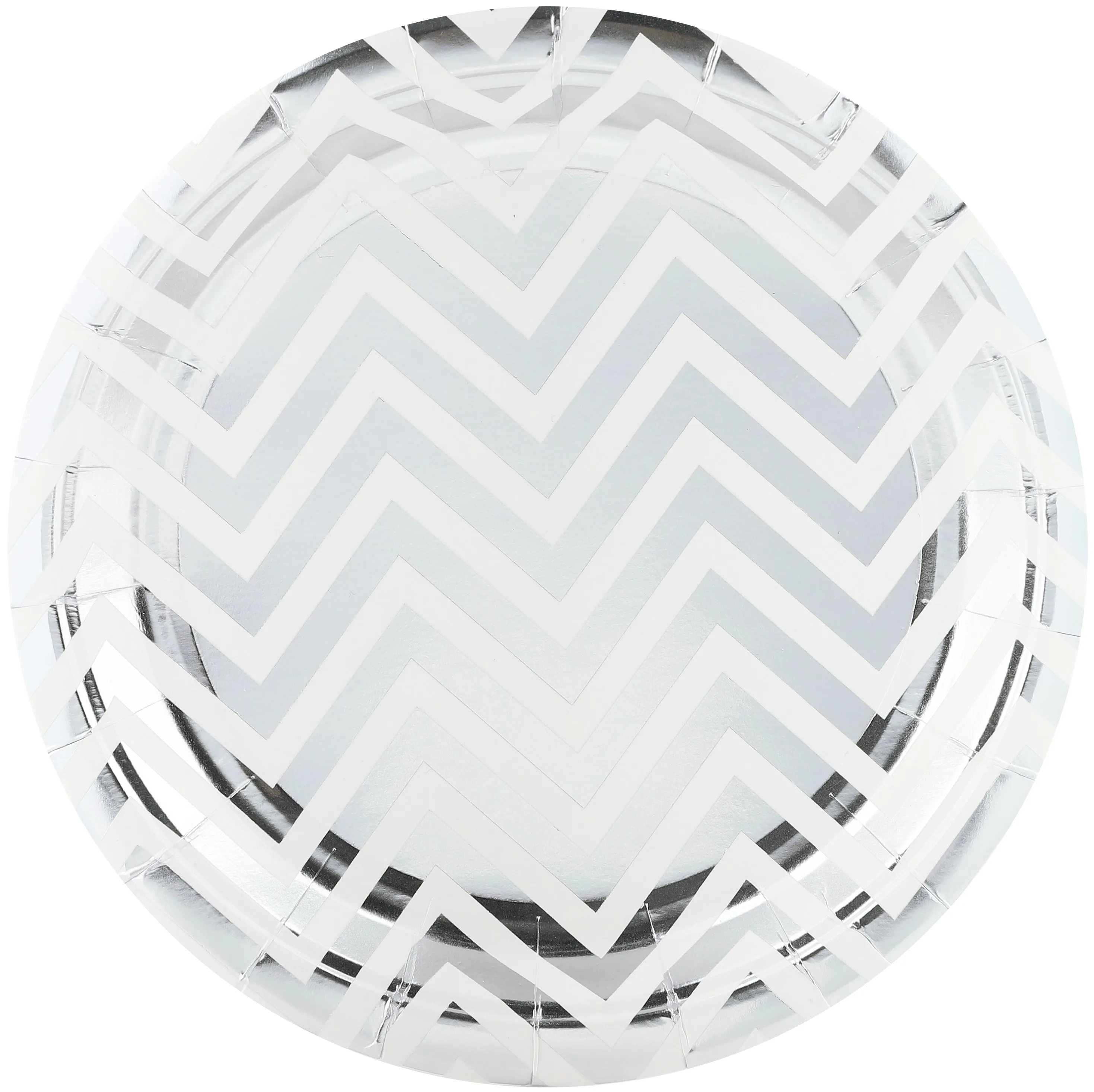 Тарелки (9''/23 см) Зигзаги, Белый/Серебро, Металлик, 6 шт.