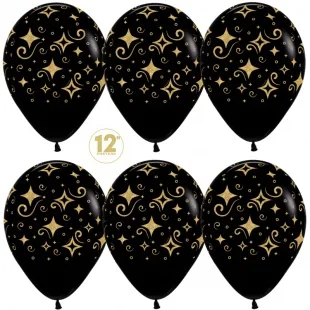 S 12"/30см. Сверкающие бриллианты, Черный (080), пастель, 5 ст, 50 шт. ./(Колумбия)