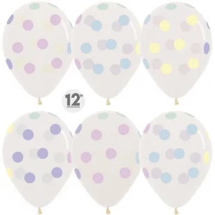 S 12"/30см. Макарунс, Цветные точки, Прозрачный (390), кристалл, 5 ст, 50 шт. ./(Колумбия)