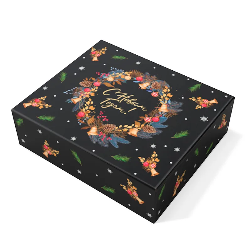 Коробка складная "С Новым Годом. Черный стиль" 20*17*6 см