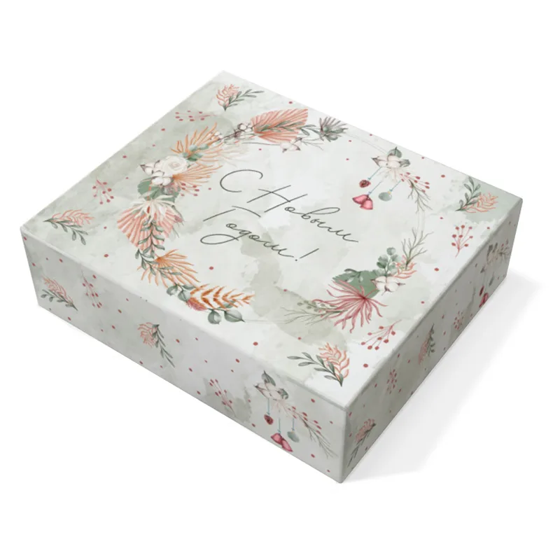 Коробка складная "С Новым Годом. Цветы "  20*17*6 см