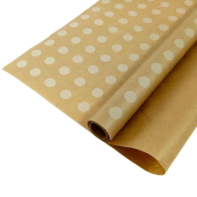 Крафт-бумага упаковочная Белый горох" / рулон 72 см*10м, 40 гр/м.кв
