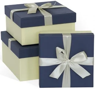 Набор коробок Белый бант, Синий, 21*21*11 см, 3 шт.