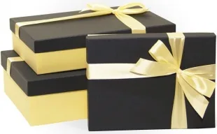 Набор коробок Кремовый бант, Черный, 29*19*8 см, 3 шт.