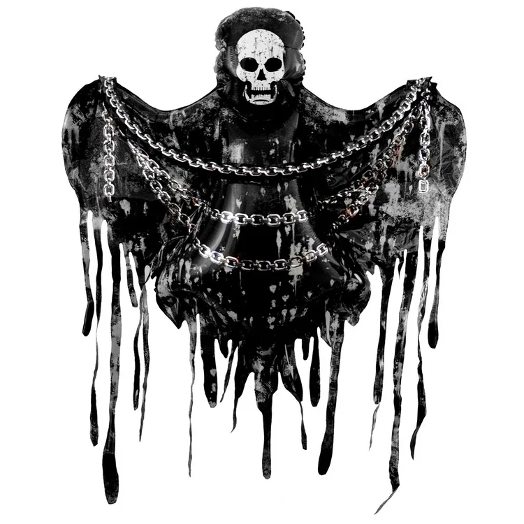 К 59"/150см Скелет в черных лохмотьях 1 шт. в упак. ,(Китай)