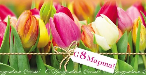 PROFIT Конверт для денег "С 8 Марта!" Тюльпаны(10 шт.)