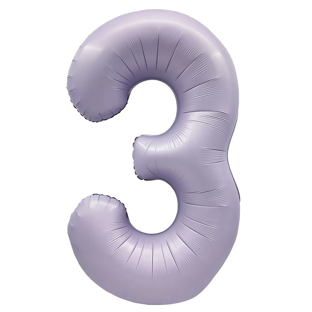 F 40"/102см Цифра "3" Сиреневый, Сатин, 1 шт. в уп.,(Китай)